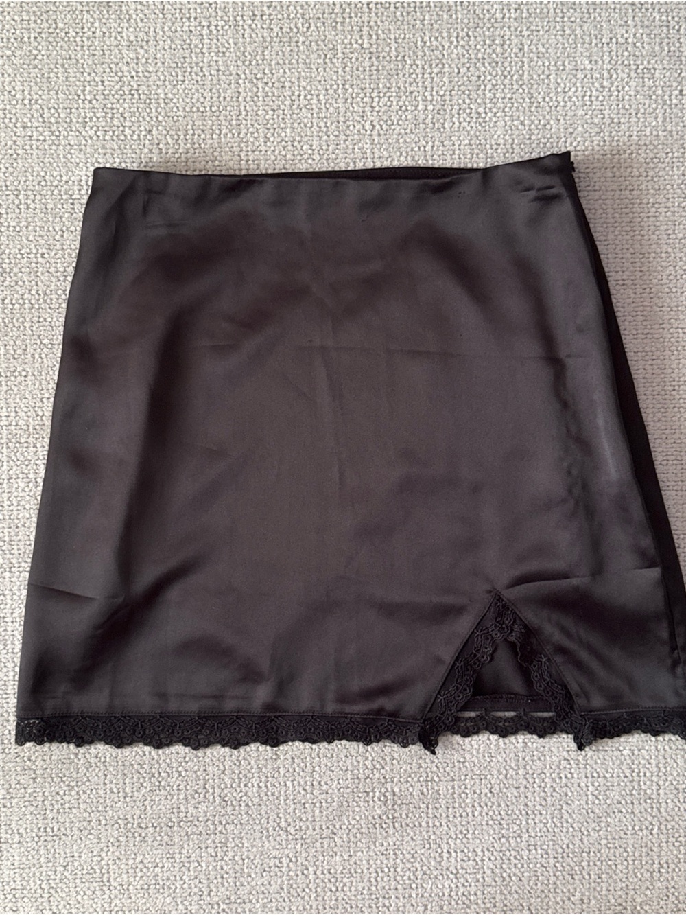 Adika Black Mini Skirt with Lace Trim
